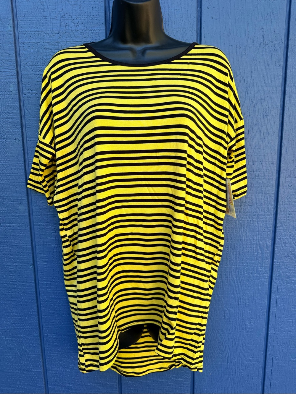 LuLaRoe Yellow and Black Striped Tee